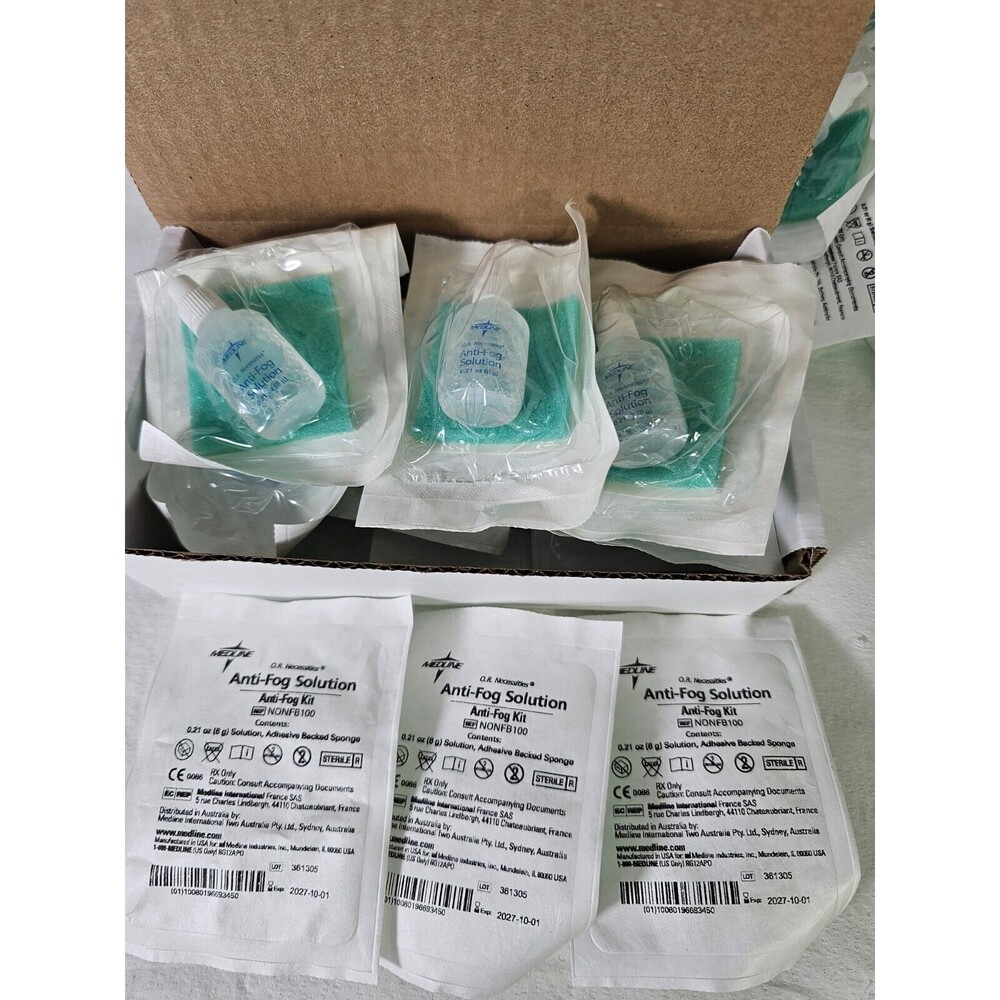 12 Medline ANTI-FOG KIT SOLUTION  FOR FACE SHIELDS NONFB100 exp 10/2027